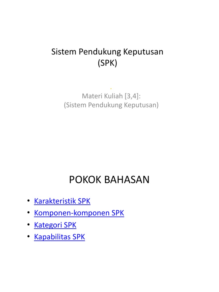 Komponen dan Kategori SPK 3 | PDF