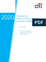 Citigroup Inc. Notice of Annual Meeting and Proxy Statement: April 21, 2020