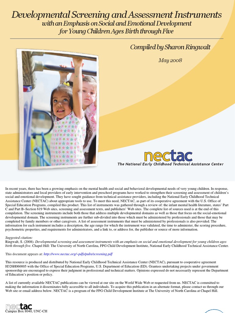 Screening Tools for Young Children's Development | PDF | Psychometrics ...