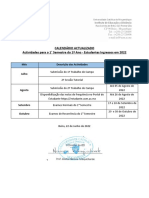 Calendário acadêmico UCM IED 2022