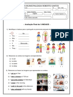 6 Ano - Avaliação Final - Inglês