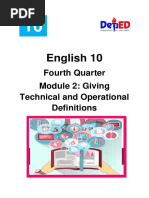 English 10: Fourth Quarter Module 2: Giving Technical and Operational Definitions