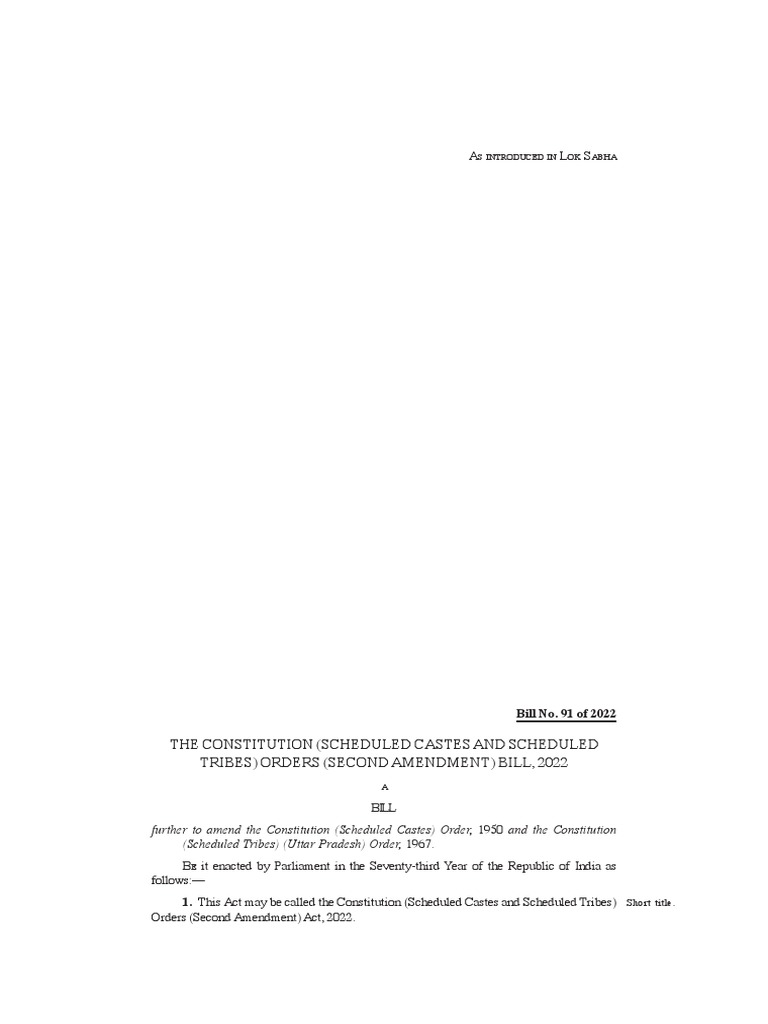 Constitution (Scheduled Castes and Scheduled Tribes) Orders (Second