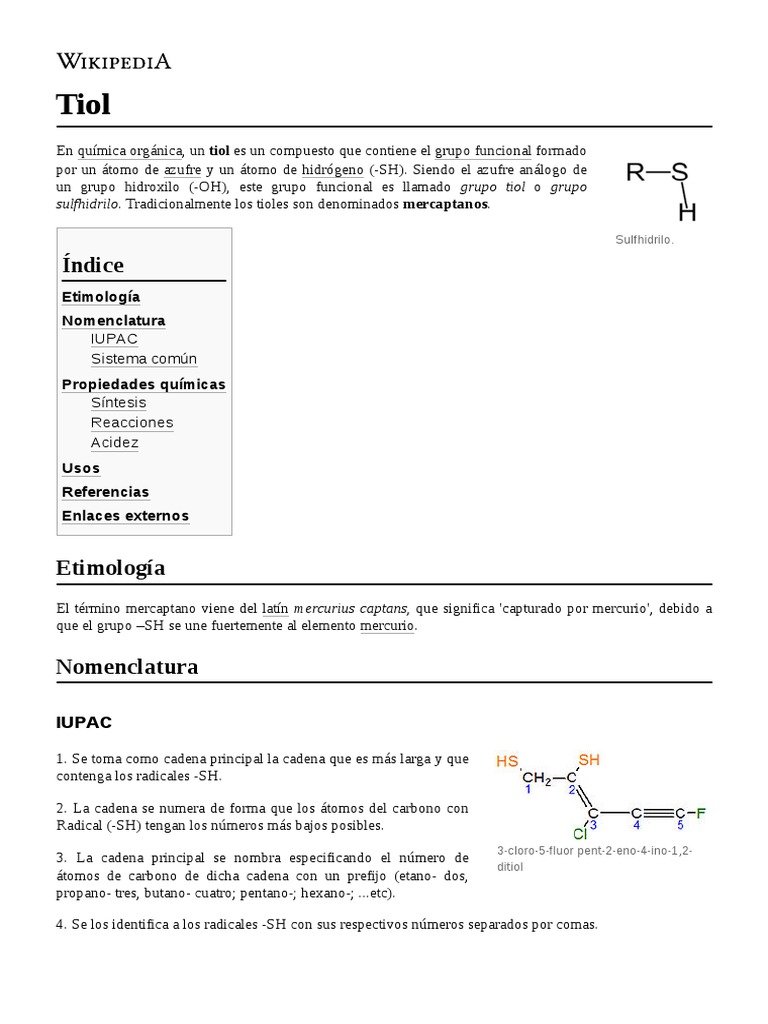 Tiol PDF Tiol Química