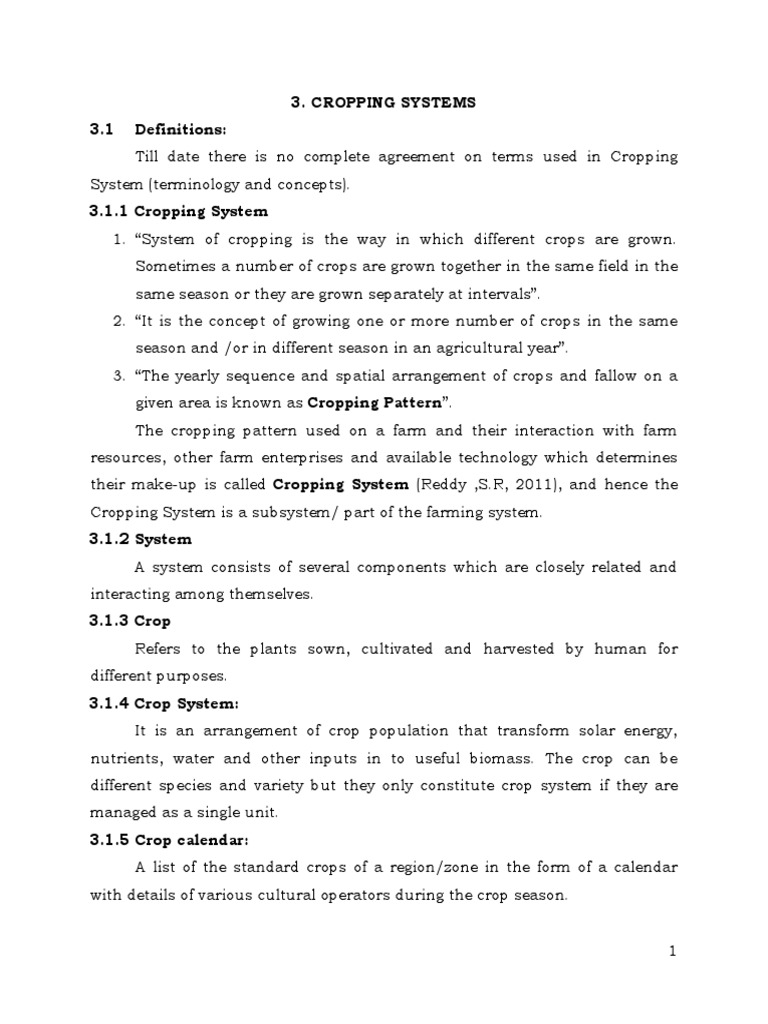 Overview of Cropping Systems in Agriculture | PDF | Crop Rotation ...