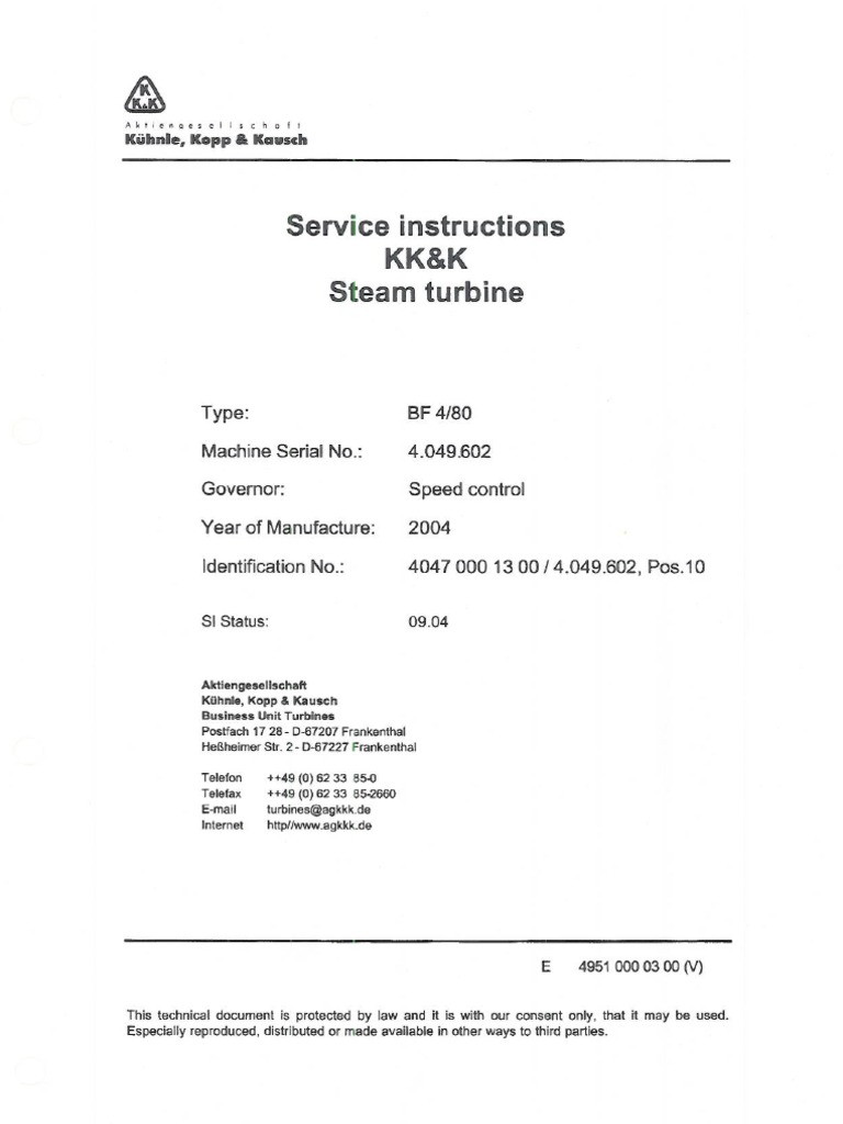 Vol 3 Lube Oil System Service Instructions KK&K Steam Turbine PDF