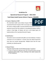 Guidelines For Operational Research Program - 2022-2023 Tamil Nadu Health System Reform Program (TNHSRP)