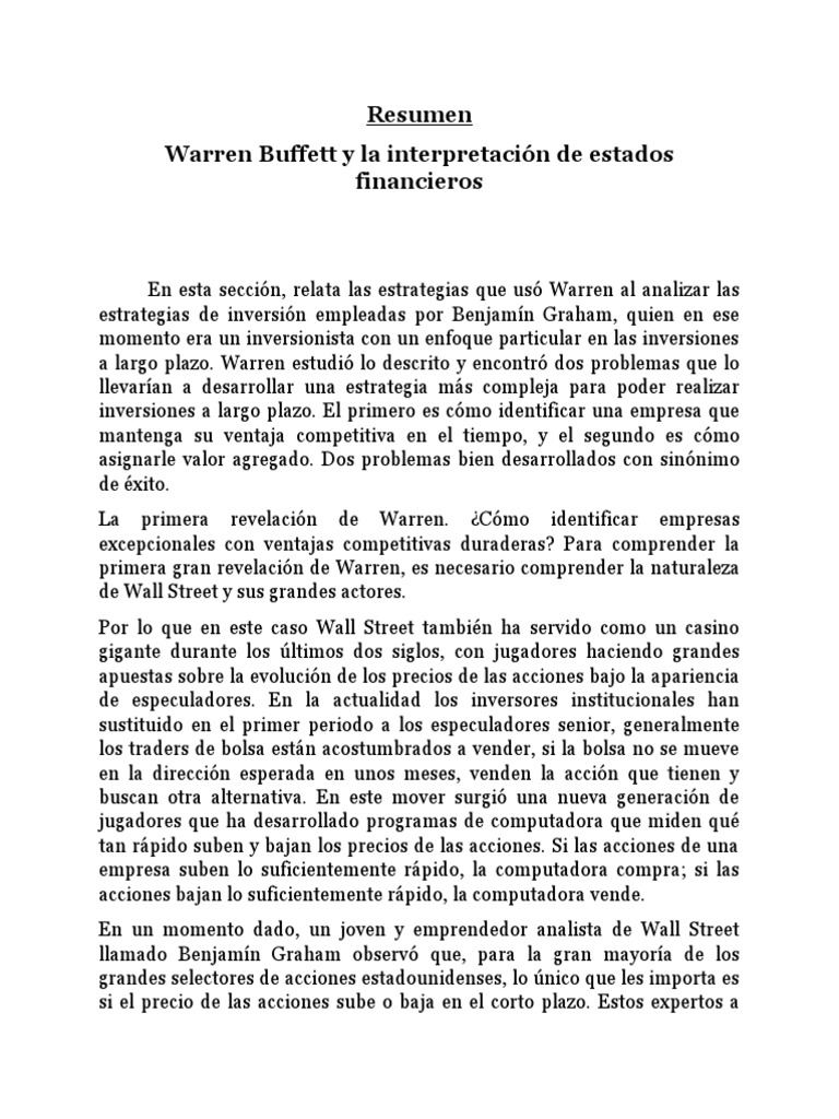 warren buffett y la interpretacion de estados fin