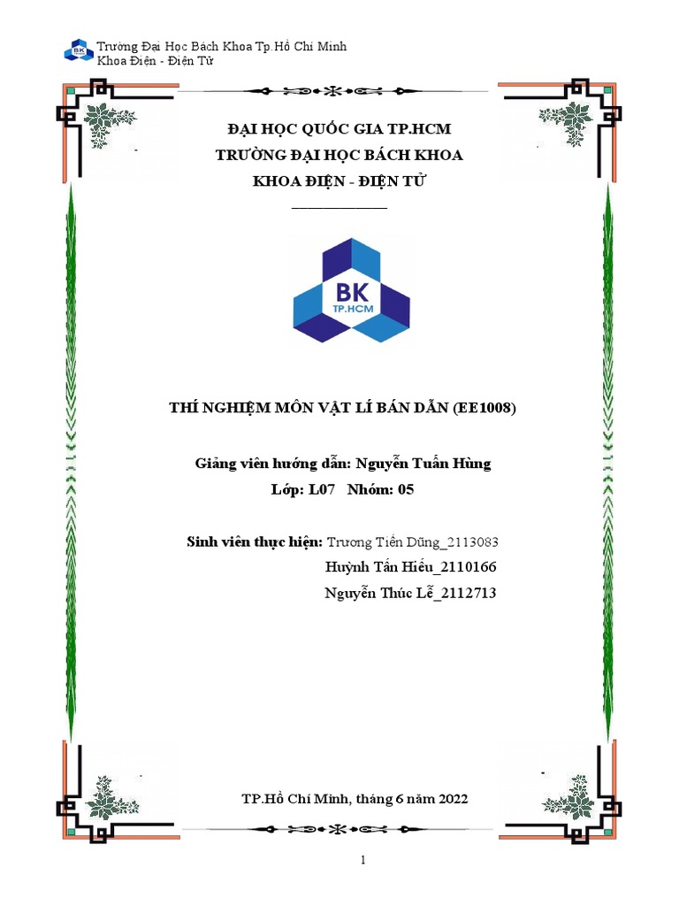 BÁO CÁO THÍ NGHIỆM MÔN VLBD | PDF
