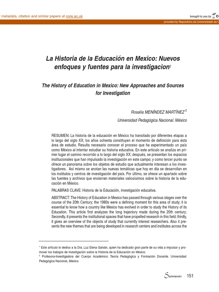 Historia de la Educación en México: Enfoques | PDF | México | Universidad