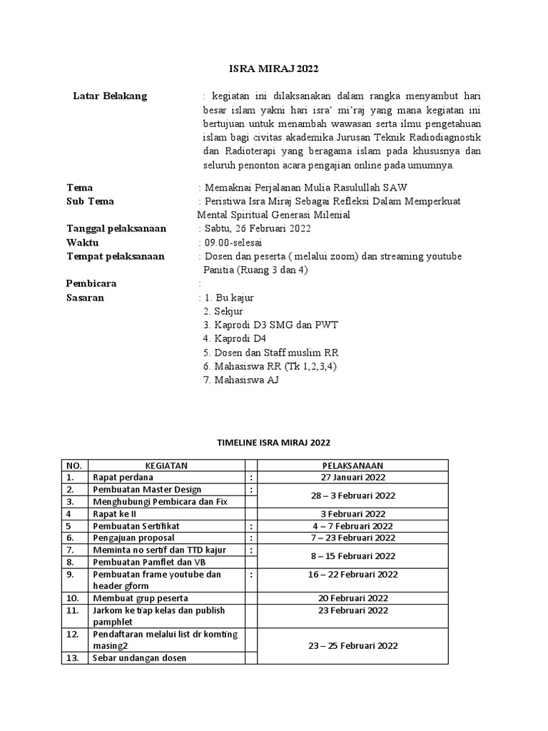 Rundown Dan Timeline Pengajian | PDF