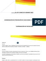 Manual de Curso de Verano 2022: Coordinación de Prevención de Adicciones Y Conductas de Riesgo