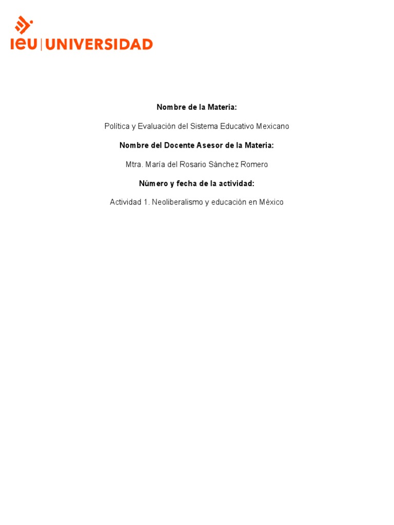 Neoliberalismo y educación en México | PDF | México | Democracia