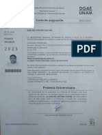 Carta de asignación UNAM Psicología Iztacala 2022-2023