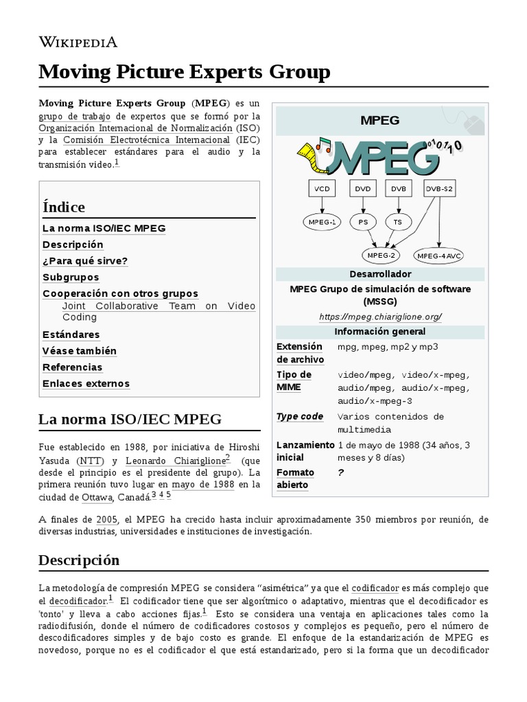 Moving Picture Experts Group PDF Multimedia Organización