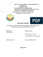 Master Thesis: Faculty of Economic and Innovative Technologies Department of "World Economy"