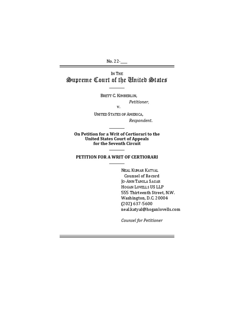 Petition For A Writ of Certiorari | PDF | Coram Nobis | Government ...