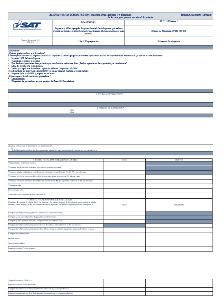 Instrucciones para el SAT-2237 IVA | PDF | Impuesto al valor agregado ...