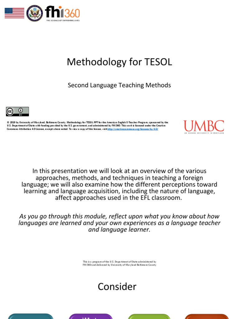 Methodology For Tesol Pdf Language Education Teaching Method