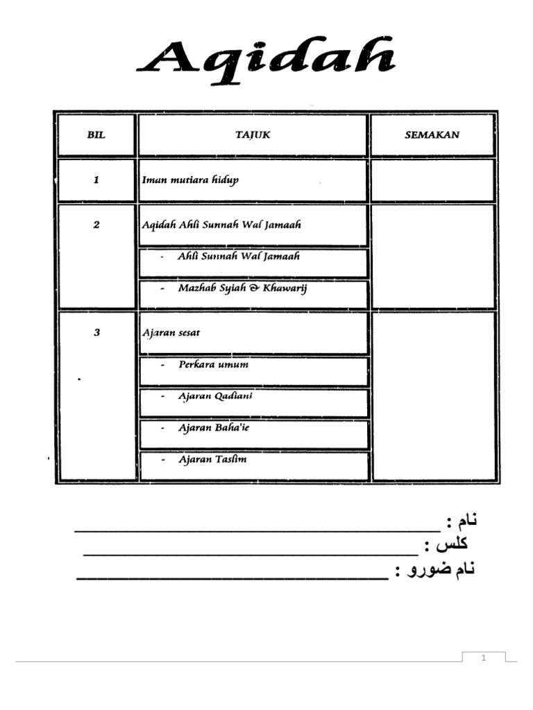 Nota Akidah Pdf