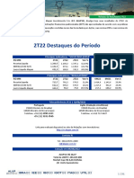 2T22 Destaques Do Período: R$ MM 1T22 2T22 2T21 Var.% 6M22 6M21 Var.%