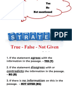 True False Not Given - Concise  for Reading Comprehension Passages