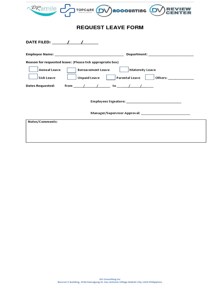 Request Leave Form: Date Filed | PDF
