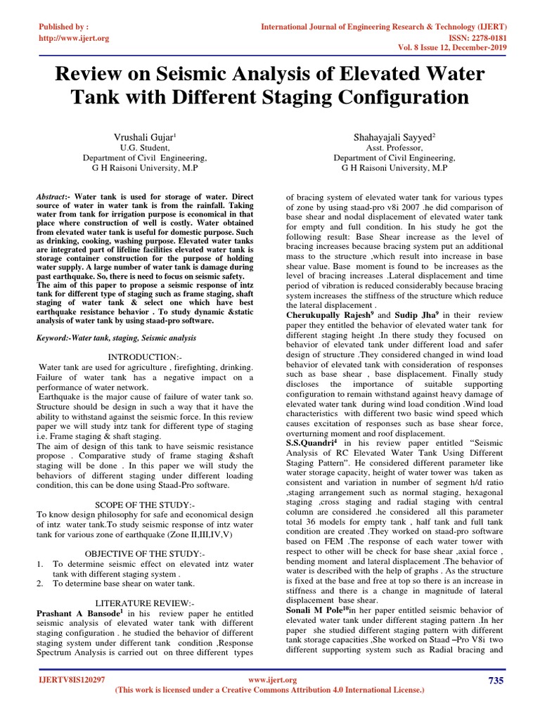 Seismic Analysis of Elevated Water Tanks | PDF | Earthquake Engineering ...