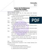 Revision Note - Matematika Kelas 7 - Persamaan Dan Pertidaksamaan Linear Satu Variabel