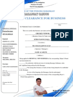 Barangay Clearance Certificate for Chicken Vendor Business