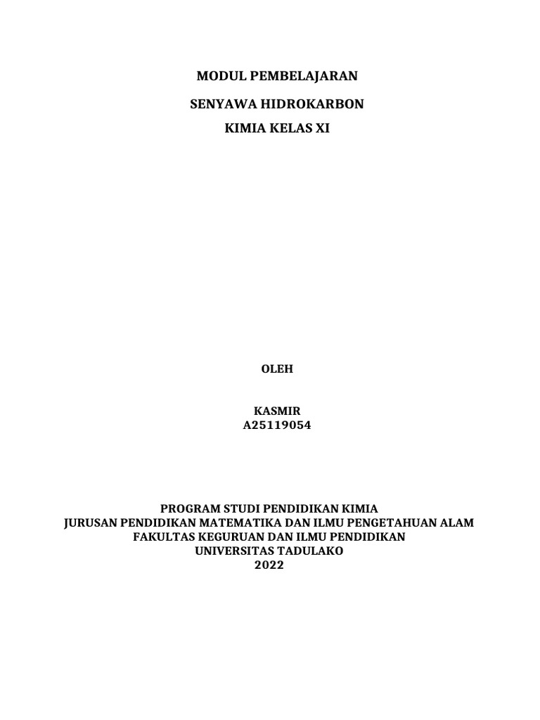 Modul Kimia XI: Senyawa Hidrokarbon | PDF | Metode & Bahan Ajar ...
