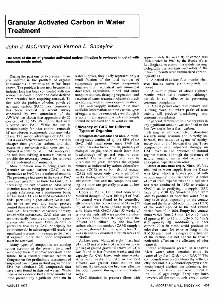 Granular Activated Carbon in Water Treatment | PDF | Adsorption | Water