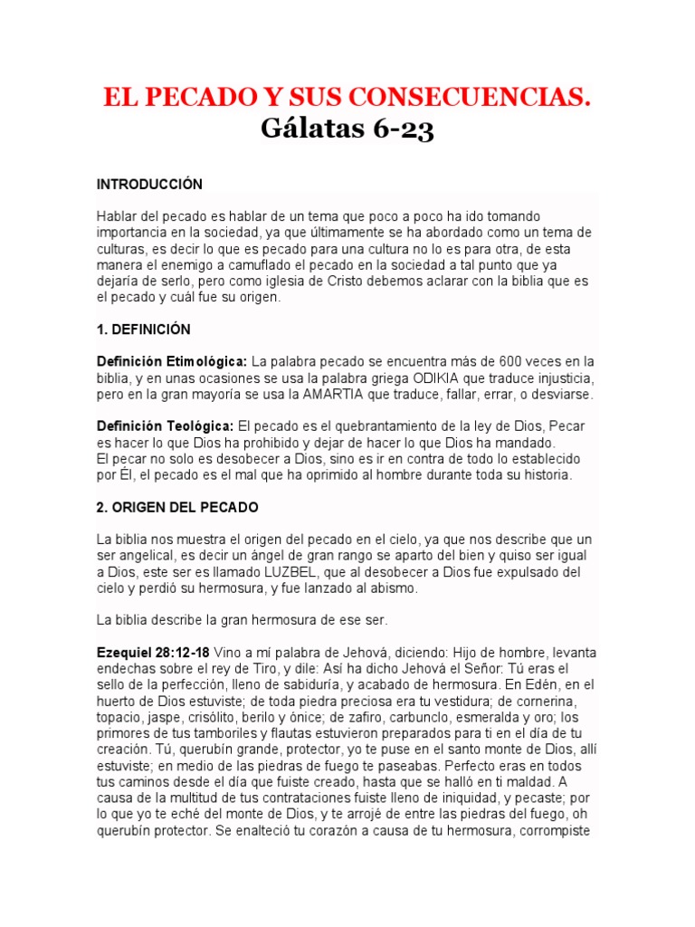 El Pecado y Sus Consecuencias | PDF | Pecado | Dios