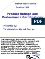 Product Ratings and Performance Certifications: AMCA International Technical Seminar 2009