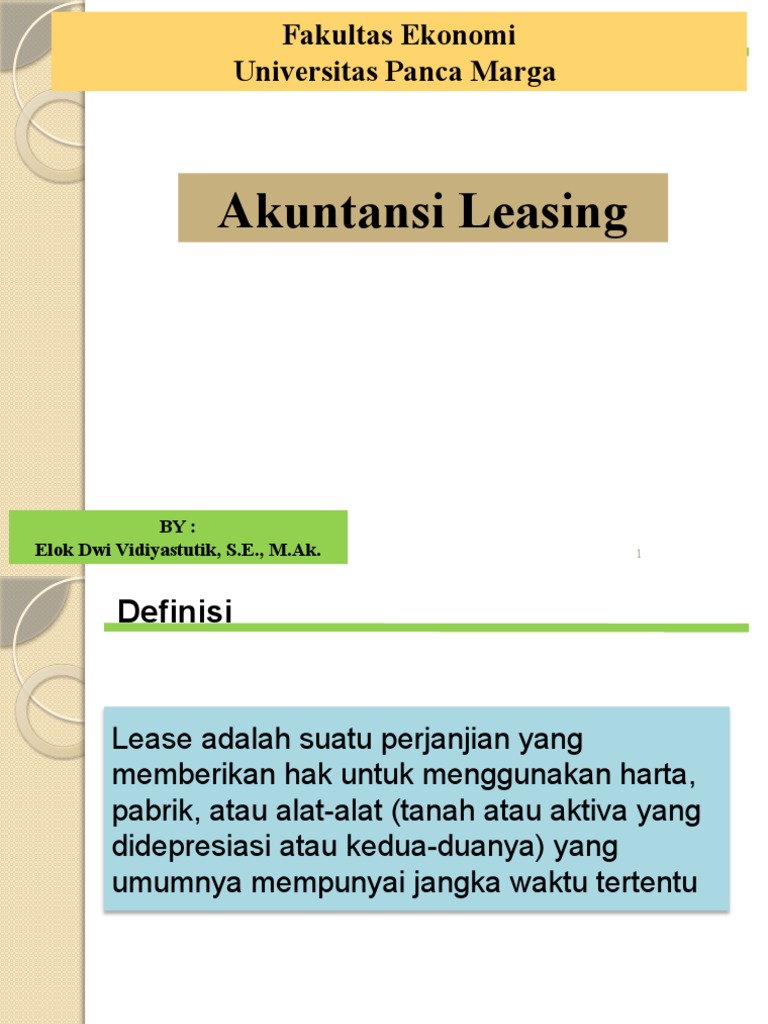 Akuntansi dan Klasifikasi Leasing | PDF | Bisnis | Pengelolaan Keuangan ...