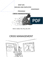 Crisis Management: MSIP 205 Industrial Counseling and Employee Assistance Program