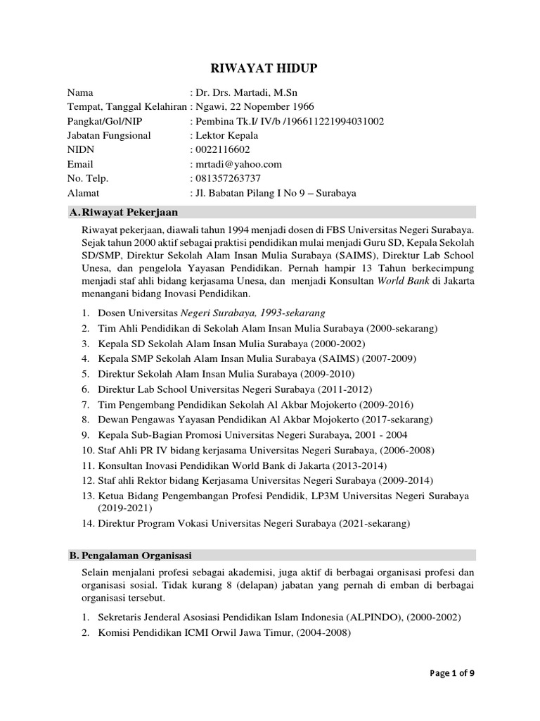 Biodata Martadi Update Maret 2021 PDF