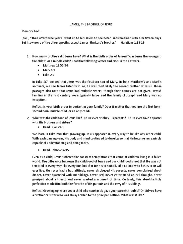 James, The Brother of Jesus Study | PDF | Jesus | Acts Of The Apostles