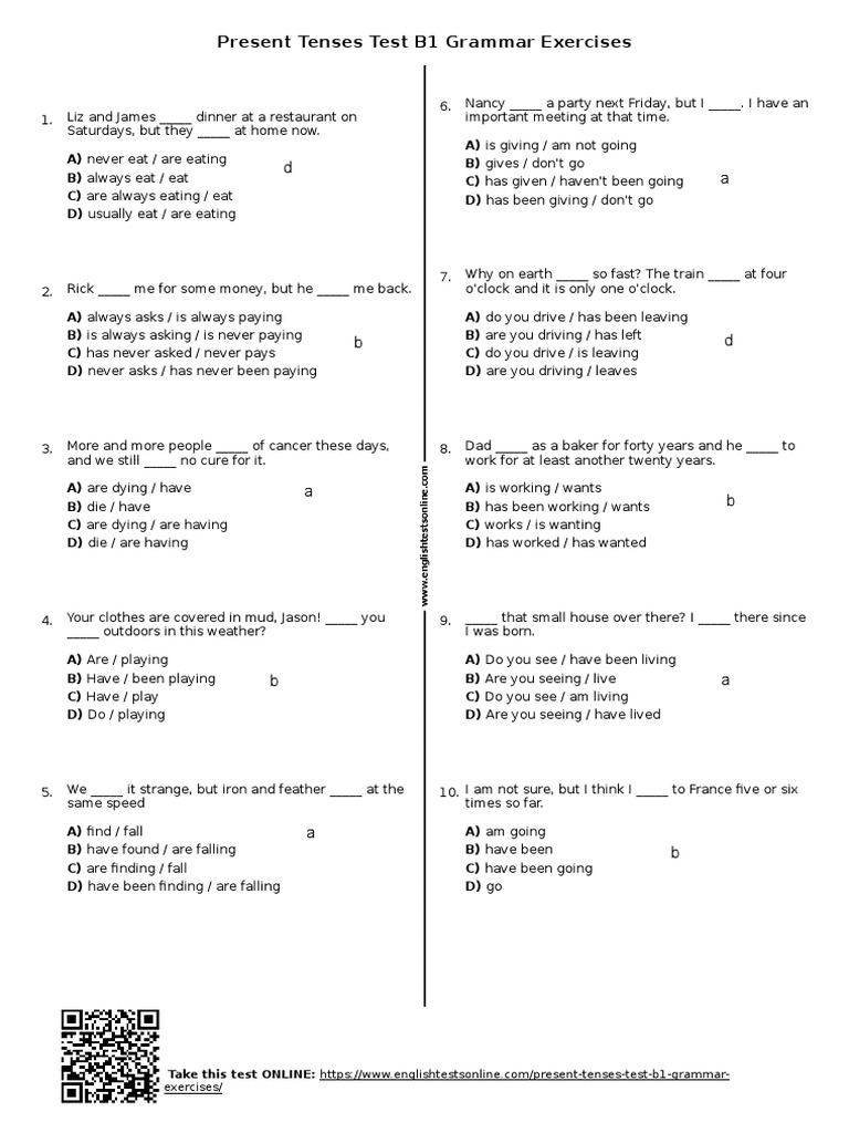 B1 Grammar Exercises Pdf: English Grammar Worksheets – CZGBN