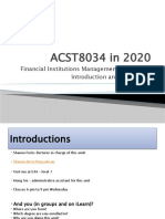 ACST8034 in 2020: Financial Institutions Management and Regulation Introduction and Administration