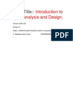 Course Title:-: Introduction To System Analysis and Design