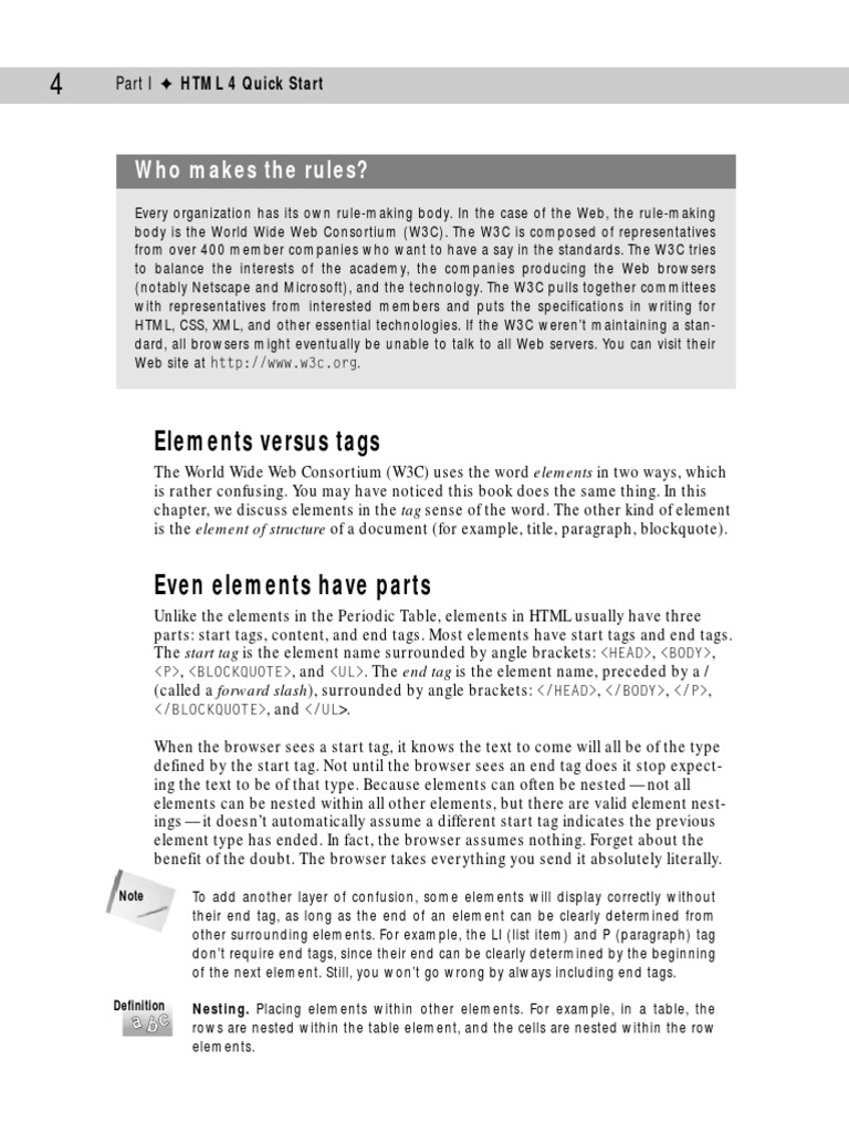 HTML 4 Basics and Standards Overview | PDF | Html Element | World Wide Web