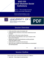 SOCI 223 Traditional Ghanaian Social Institutions: Session 2 - The Concept of Social Structure and Social Institutions