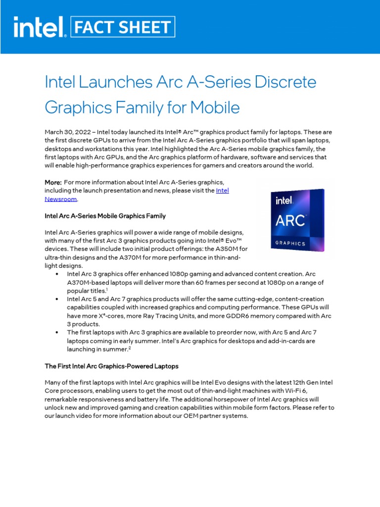 Intel Arc A-Series Discrete | PDF | Graphics Processing Unit | Intel