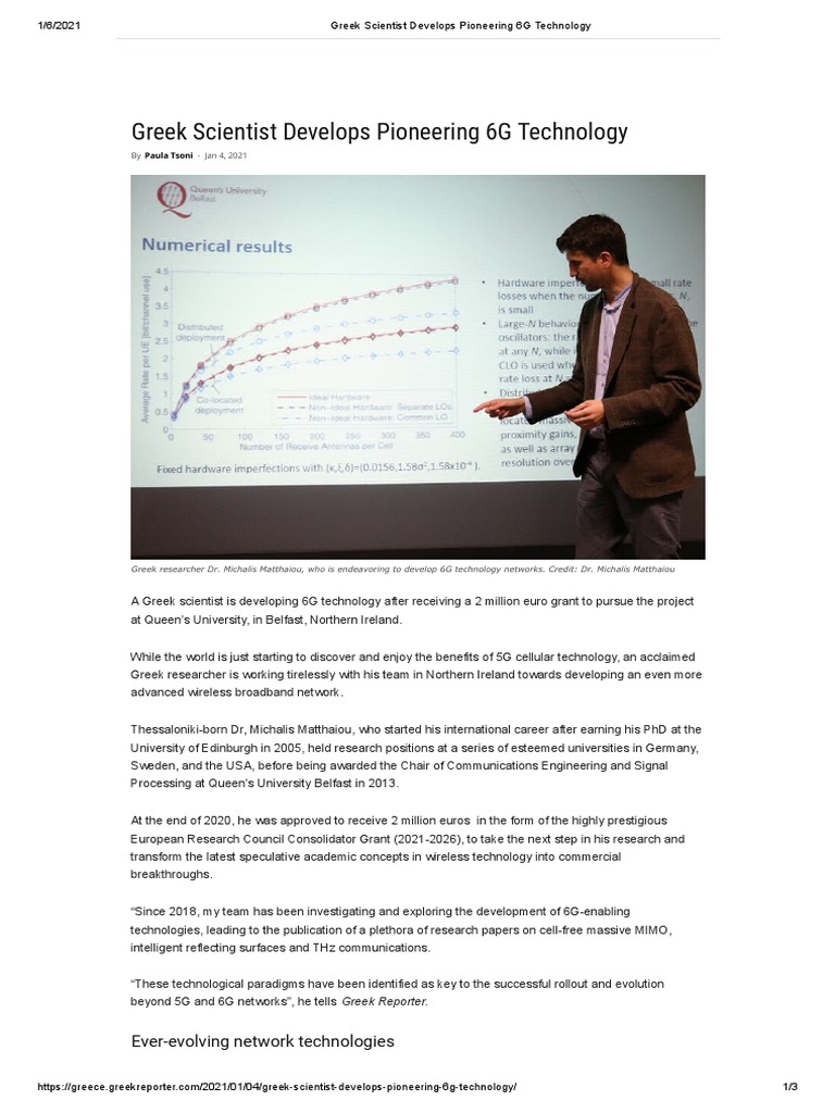 Greek Scientist Develops Pioneering 6G Technology | PDF | Internet Of ...