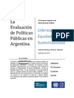 De Simone Martin Laurens Denise Sarchi Renzo La Evaluacion de Politicas Publicas en La Argentina Un Estudio Exploratorio en La Tematica Panel 063