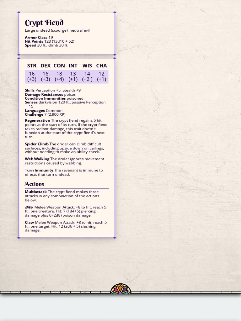 Crypt Fiend Overview and Stats | PDF