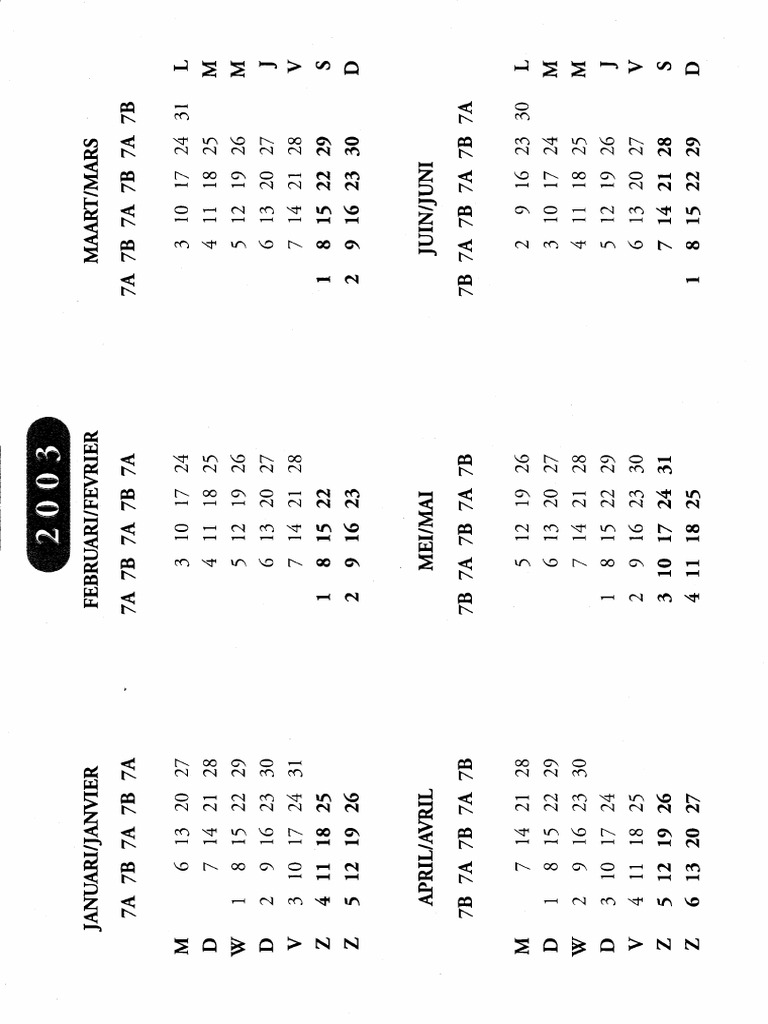 Calendrier 2003 PDF