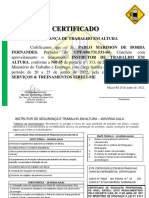 Certificado de capacitação para atividades de trabalho em altura NR-35