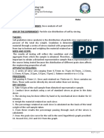 Experiment No. 1 Date: NAME OF THE EXPERIMENT: Sieve Analysis of Soil AIM OF THE EXPERIMENT: Particle Size Distribution of Soil by Sieving. Theory